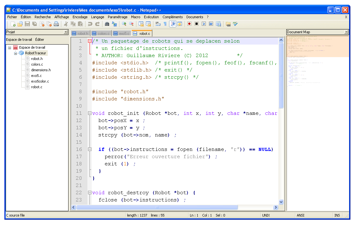La fen&ecirc;tre de l'&eacute;diteur Notepad++
