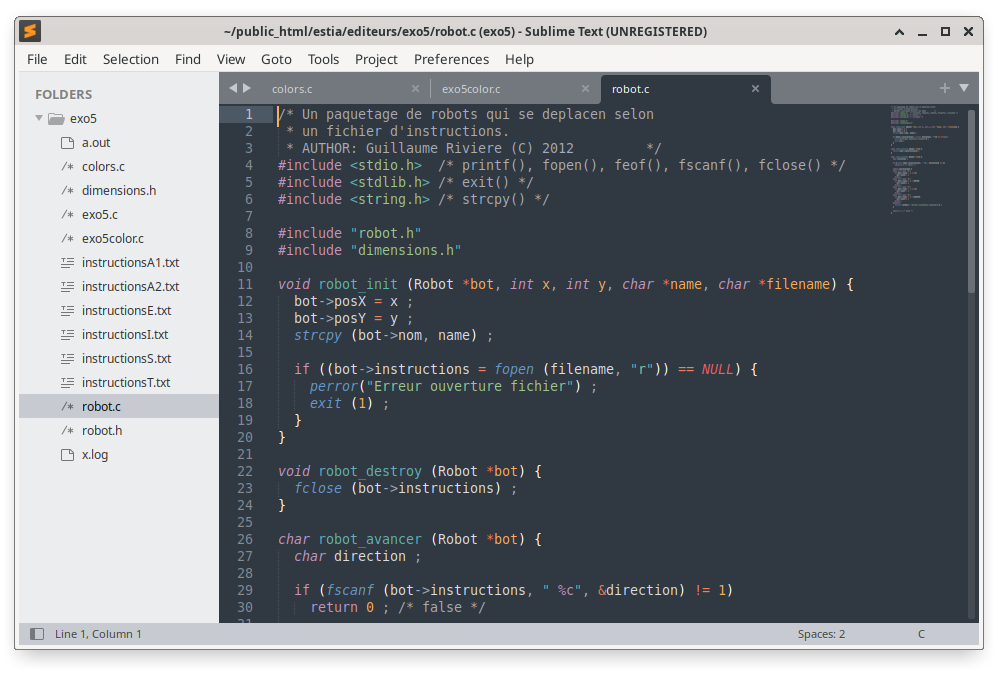 La fen&ecirc;tre de l'&eacute;diteur Sublime Text