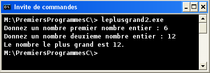 Exemple 1 exécution leplusgrand2.c