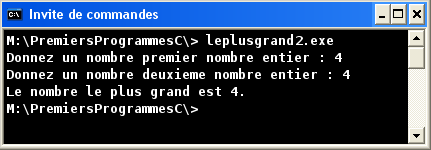 Exemple 3 exécution leplusgrand2.c