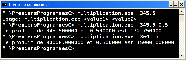 Exécution multiplication.exe v2