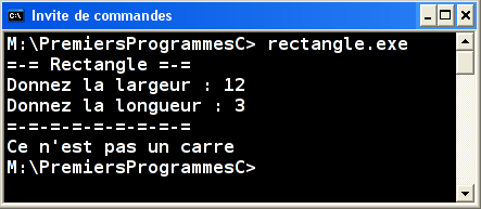 Exécution rectangle.exe v1