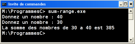 Exécution sum-range.exe