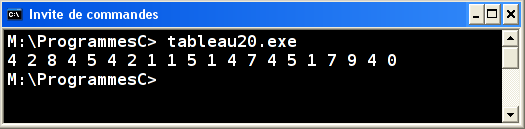 Exécution tableau20.exe