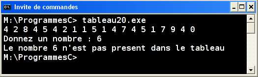 Exécution tableau20.exe