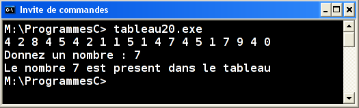 Exécution tableau20.exe