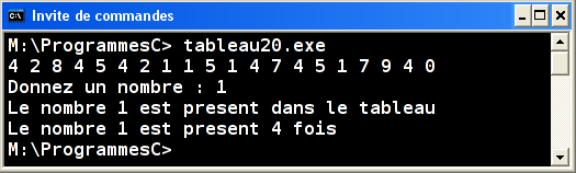 Exécution tableau20.exe