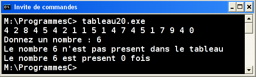 Exécution tableau20.exe