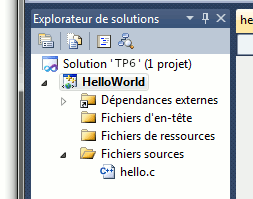 hello.c dans Sources