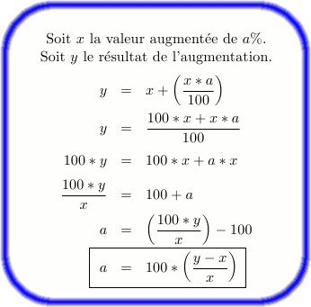 y = x + (x * a / 100) <=> a = (100 * y / x) - 100